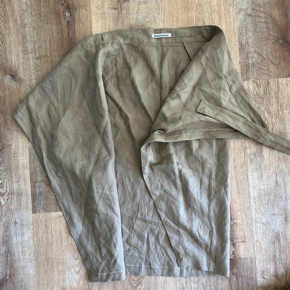 Reformation - Florence linen midi wrap skirt / size M petite / tan - Picture 9 of 14